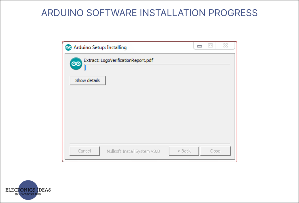 Arduino software installation progress