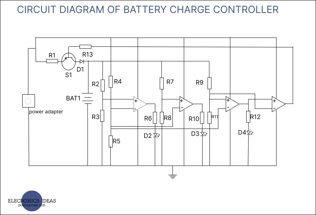 Circuit diagram of battery charge controller