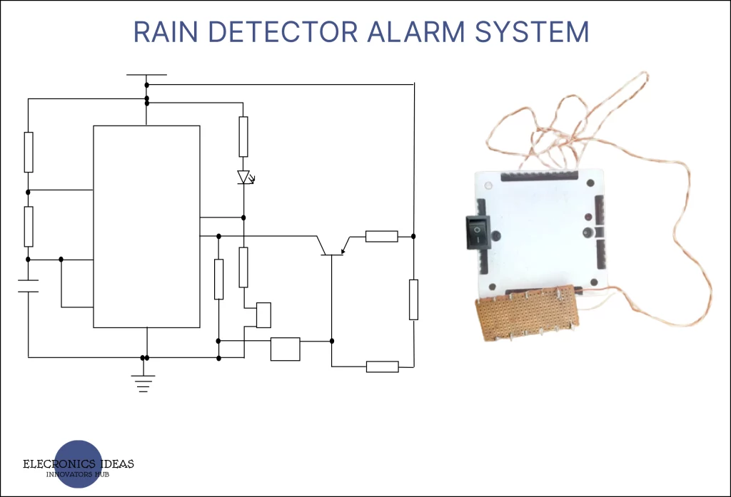 Simple rain detector alarm system Circuit Diagram