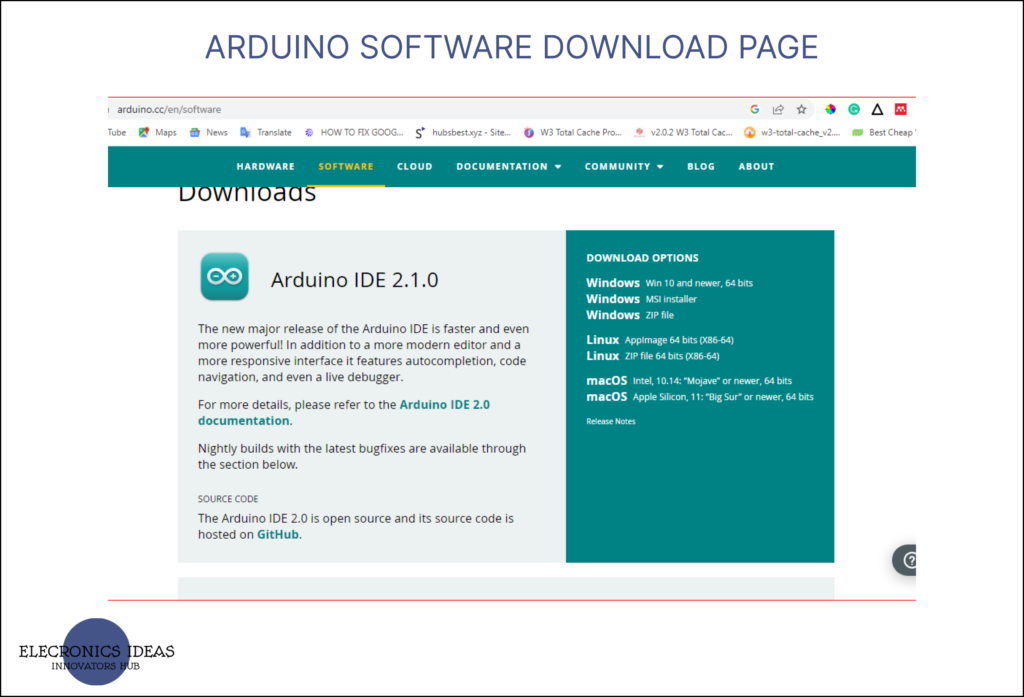 Arduino software download page