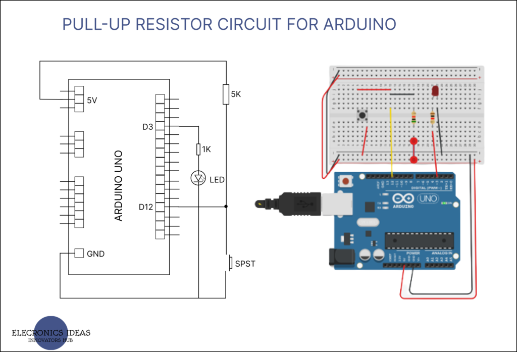 Pull-up resistor circuit for arduino