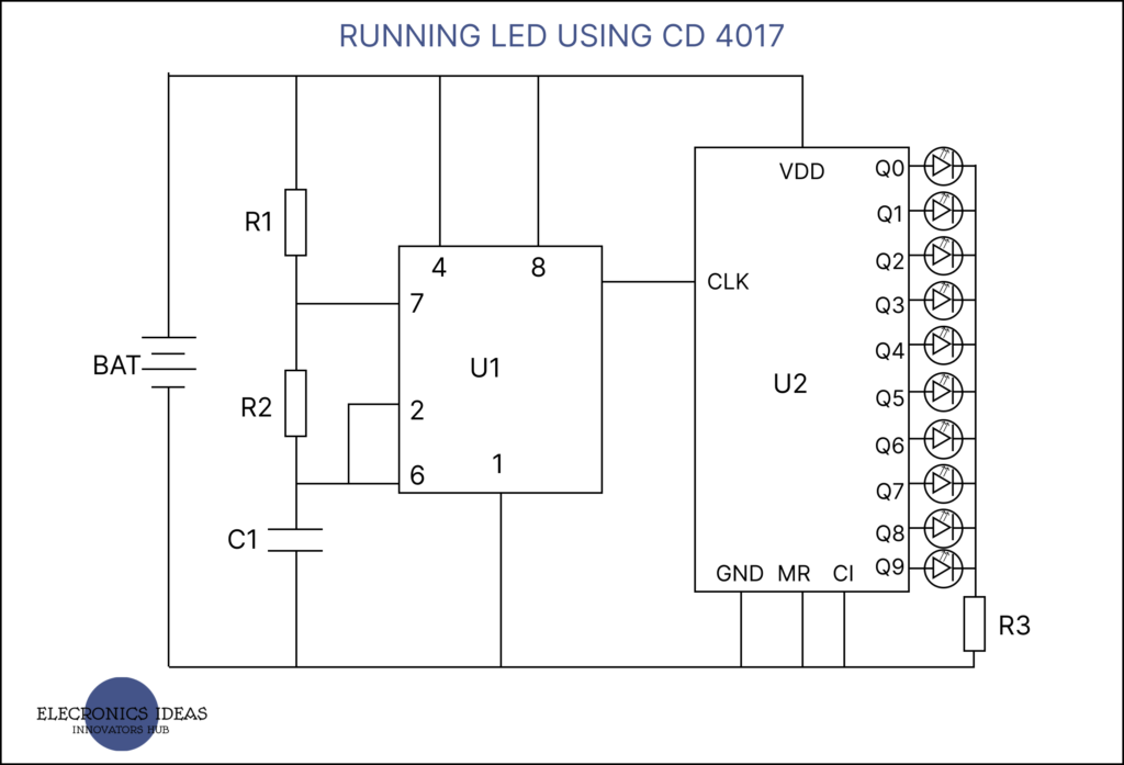 Running LED using CD 4017